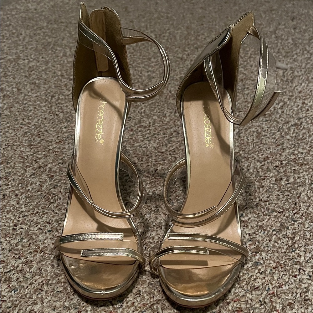 Shoe Dazzle Metallic Strappy Heels
